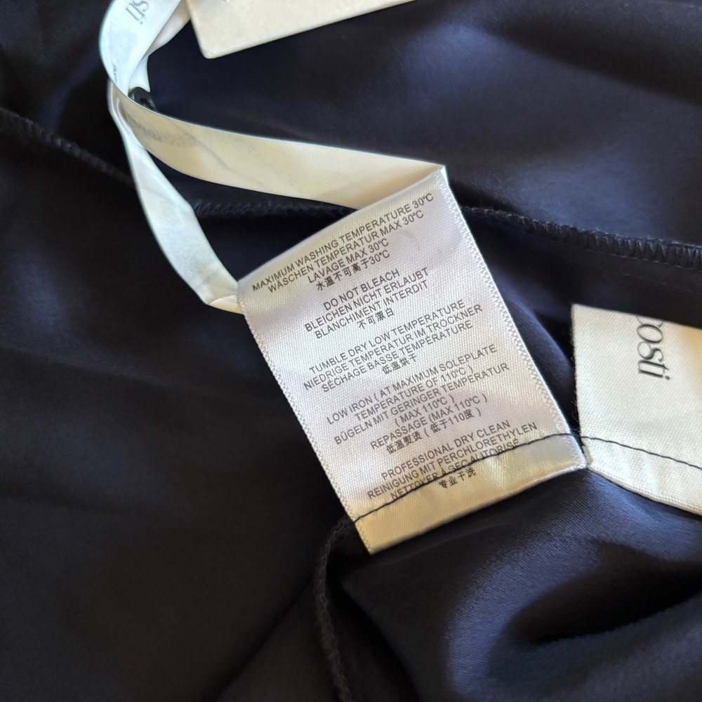 Ancosti Navy Blue Maxi Dress Small AN23SS5205 Ribbed Bodice Satin Skirt - Picture 6 of 9